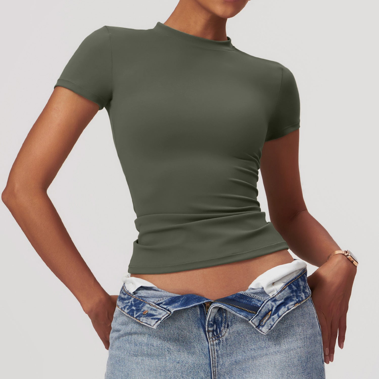 SEAMLESS BRUSHED SHORT SLEEVE TOP