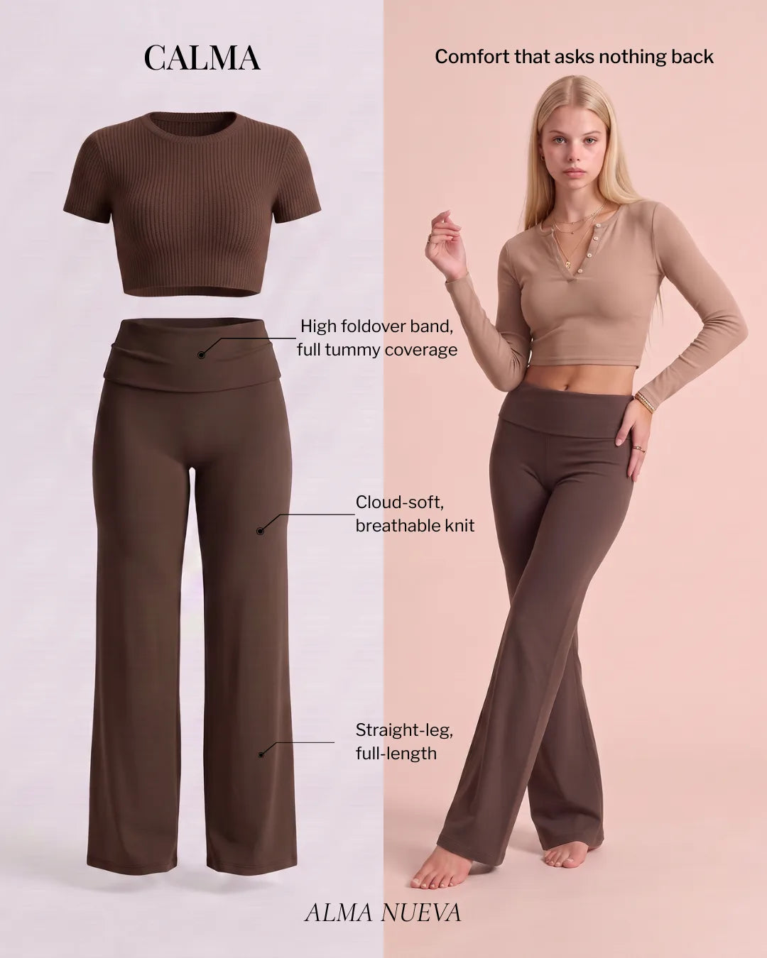 Calma high-waisted straight-leg trouser, feature overview