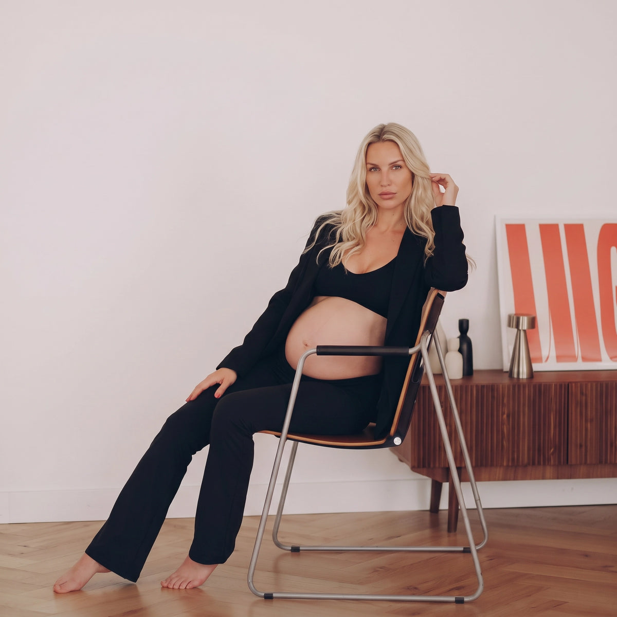 High-Waisted Bootcut Trousers