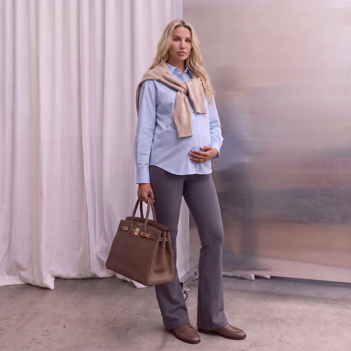 High-Waisted Bootcut Trousers