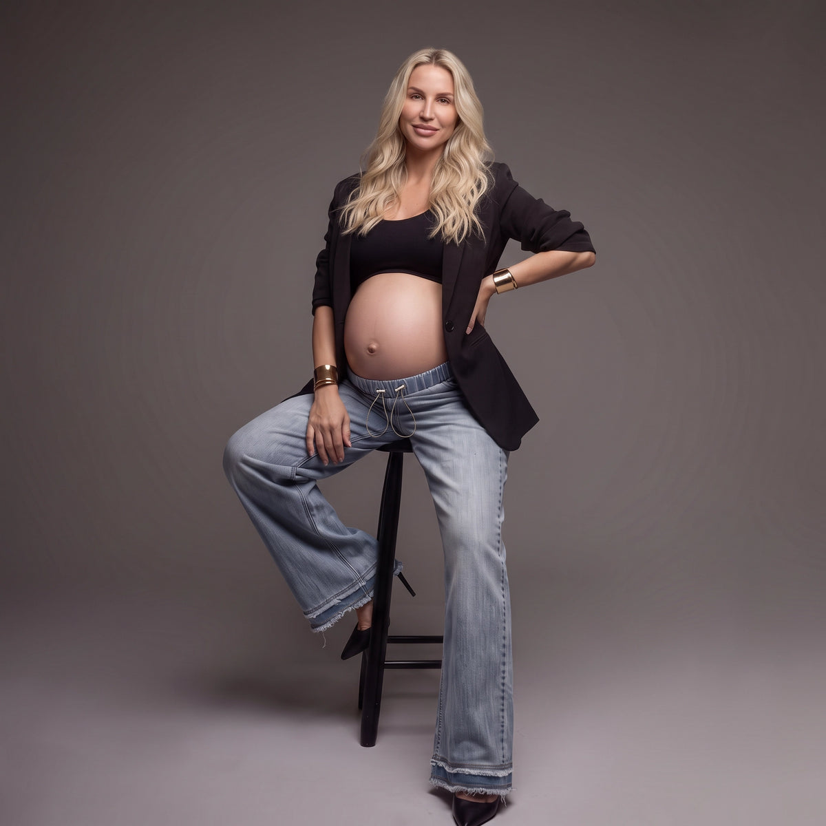 High-Waisted Wide-Leg Maternity Jeans
