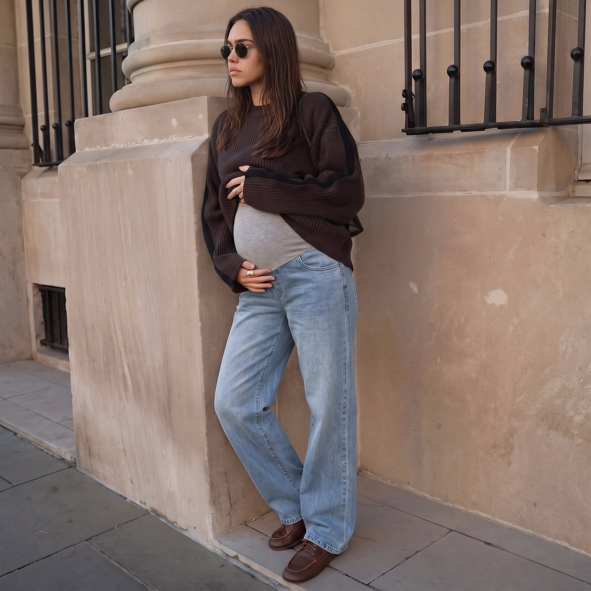 Over-Bump Wide-Leg Maternity Jeans